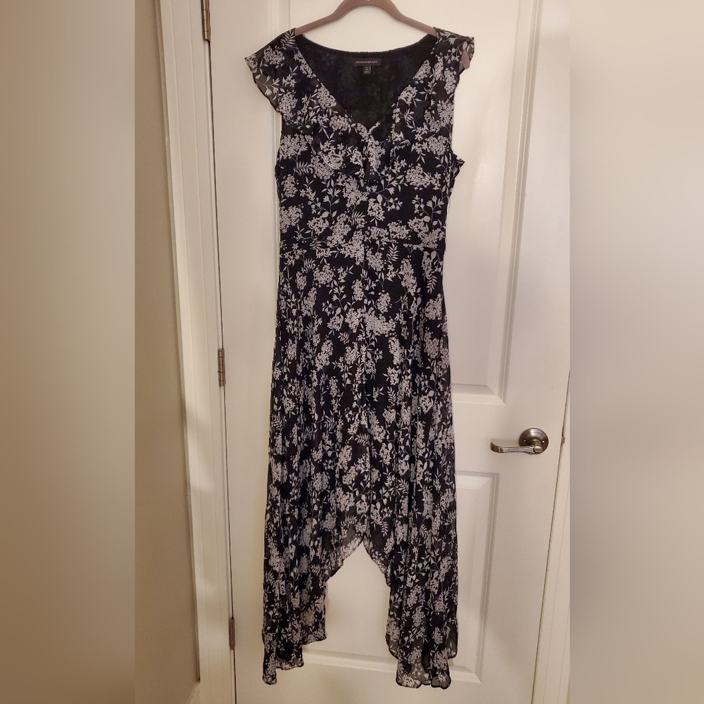 Floral Black and White Dress